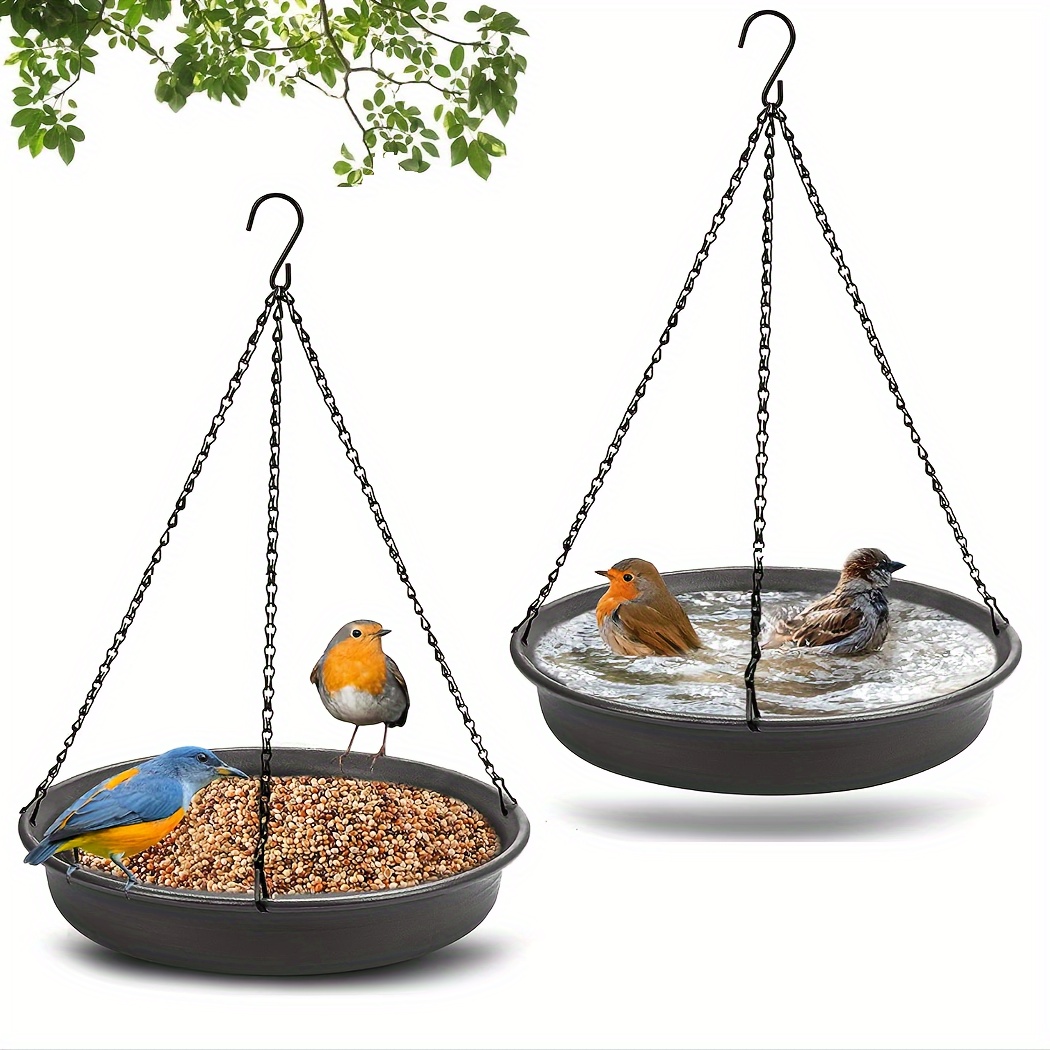 Bird Feeder Bird Water Bowl Bird Waterer with Metal Hooks Hanging Bird Bath  for Tree Outdoor Garden Patio Yard - AliExpress