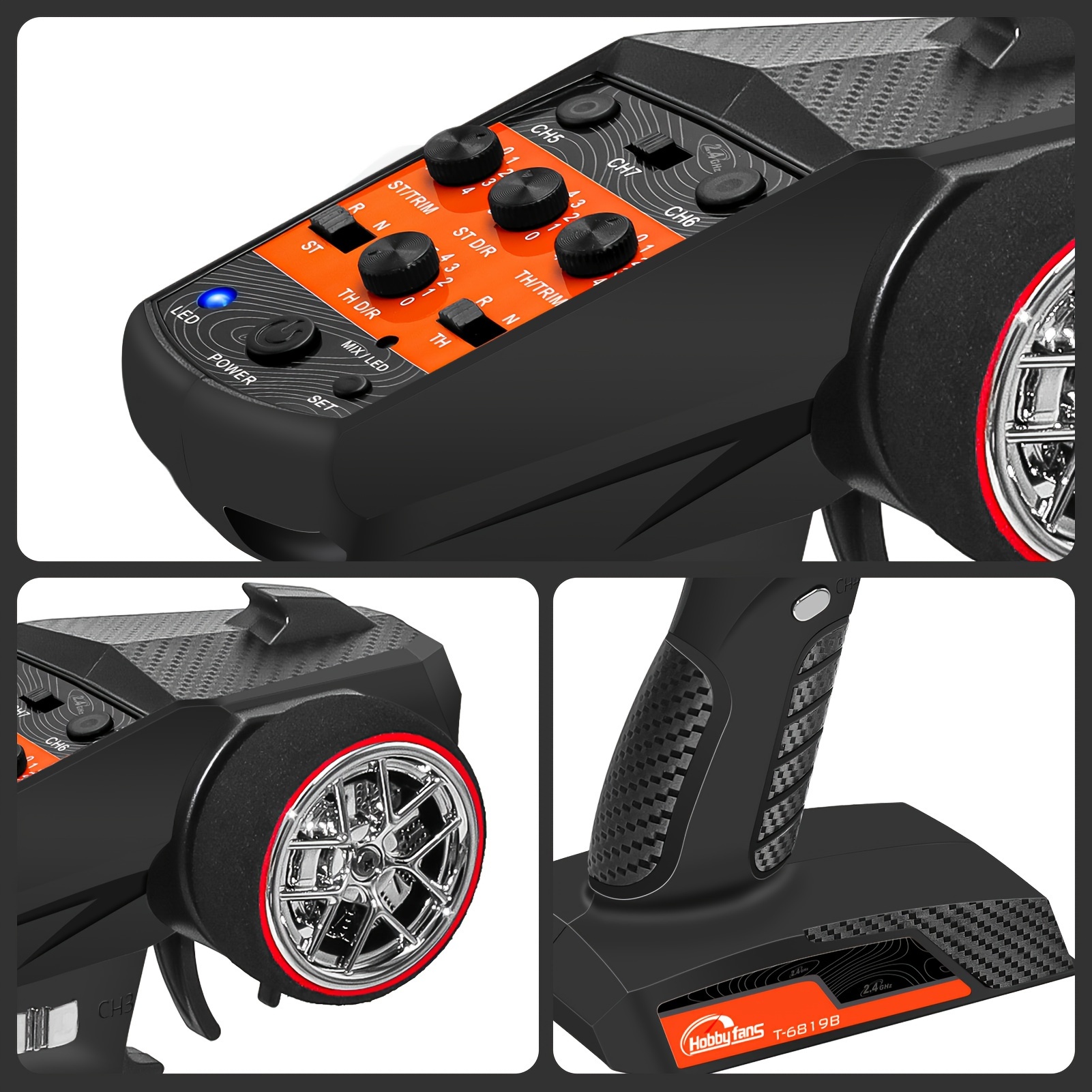 RC Radio System 7CH 2.4G RC Transmitter With Receiver Anti Jamming Remote Controller For RC Car Crawler Boat Button