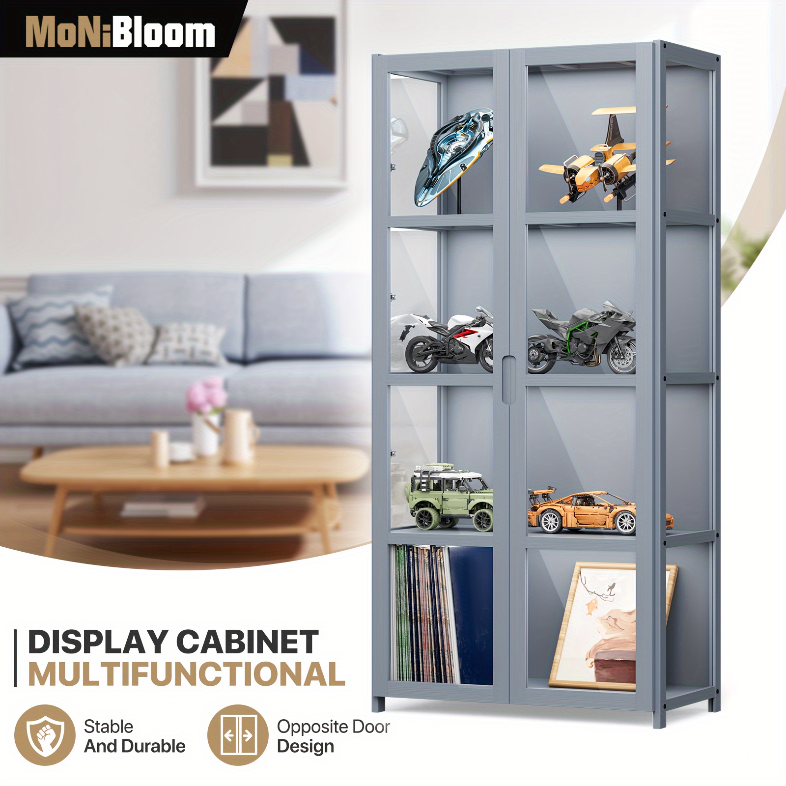 

Monibloom 4 Tier Display Cabinet With Acrylic Doors, 52" Large Capacity Storage Cabinet Collectibles Toy For Living Room