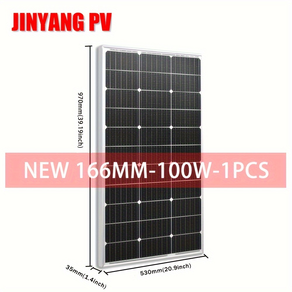 

100w Solar Panel 18v Rigid Glass Solar Panel 12bb Monocrystalline Solar Cell Aluminum Frame Home System Kits Rv Boat Car