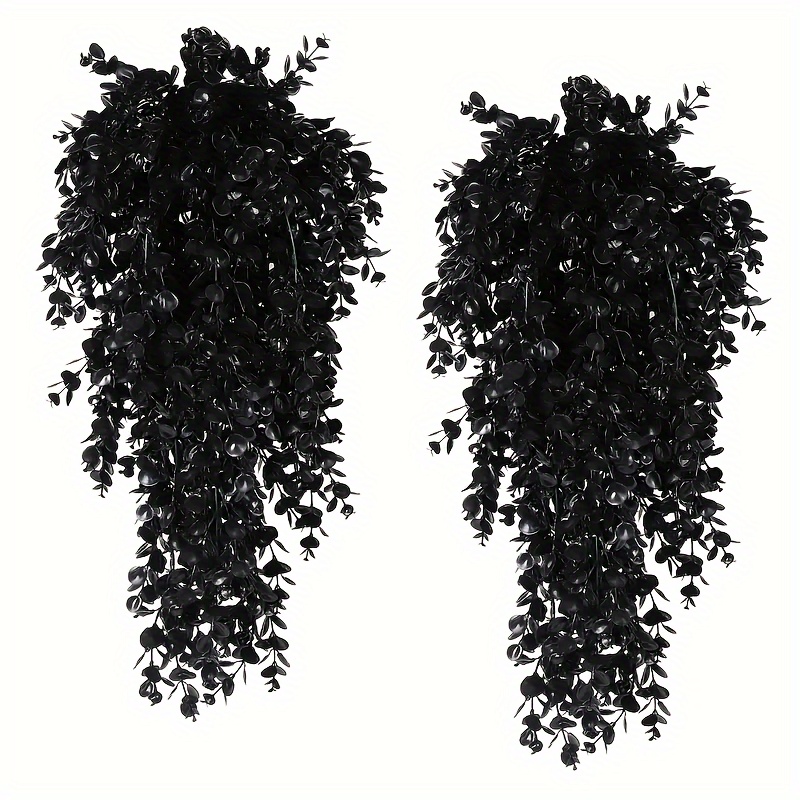 

2pcs Lifelike Black Eucalyptus Vine Set - Uv-resistant Artificial Hanging Plants, For Indoor/outdoor Decor, Weddings, Birthdays, Halloween, Thanksgiving, Christmas, Artificial Plants For Home Decor