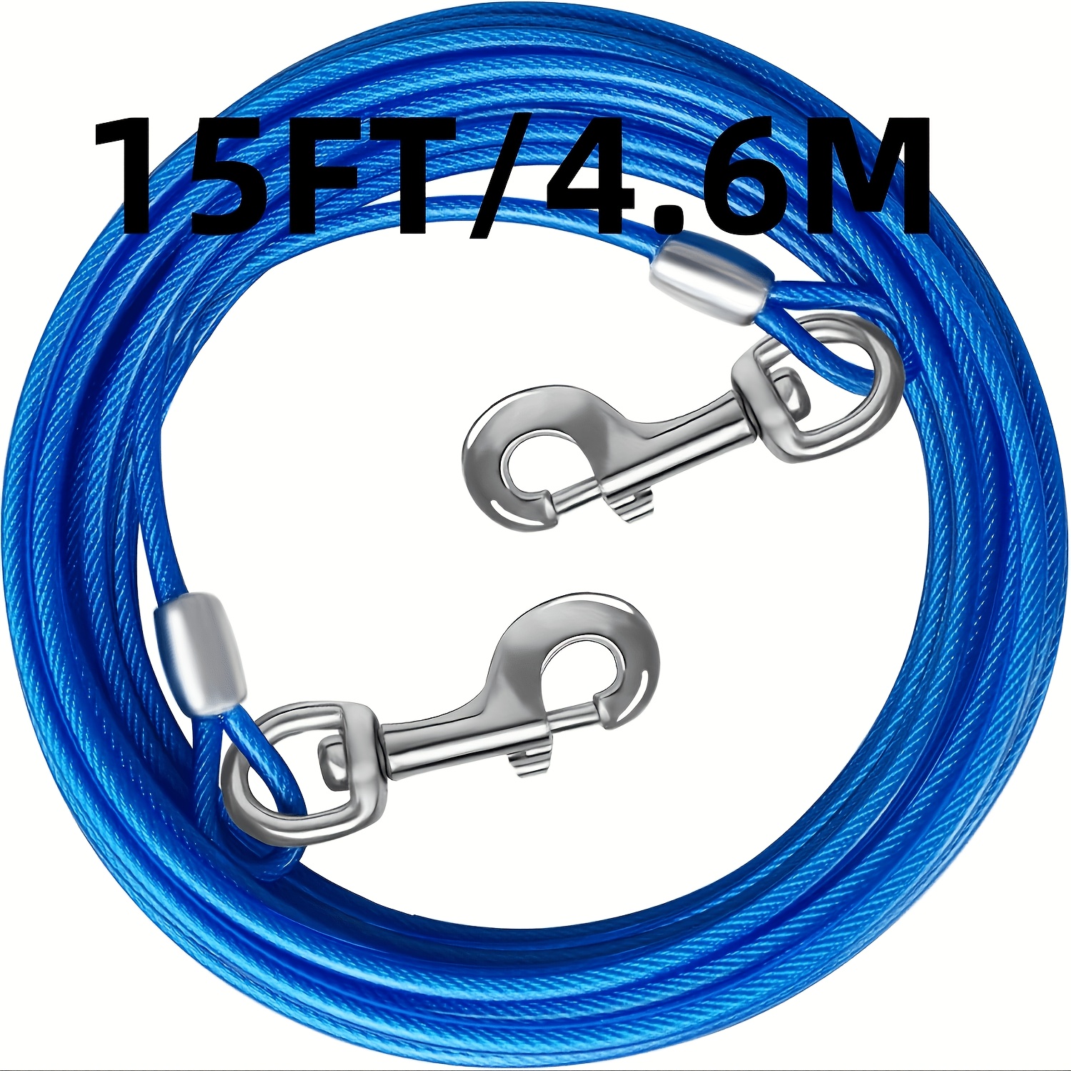 E-shop Hundehalsband 10/15/ FT Runner für Garten Stahldraht mit robusten, überlegenen Clips Blaue Ketten für Hundeleine für große Hunde bis zu 165 lbs
