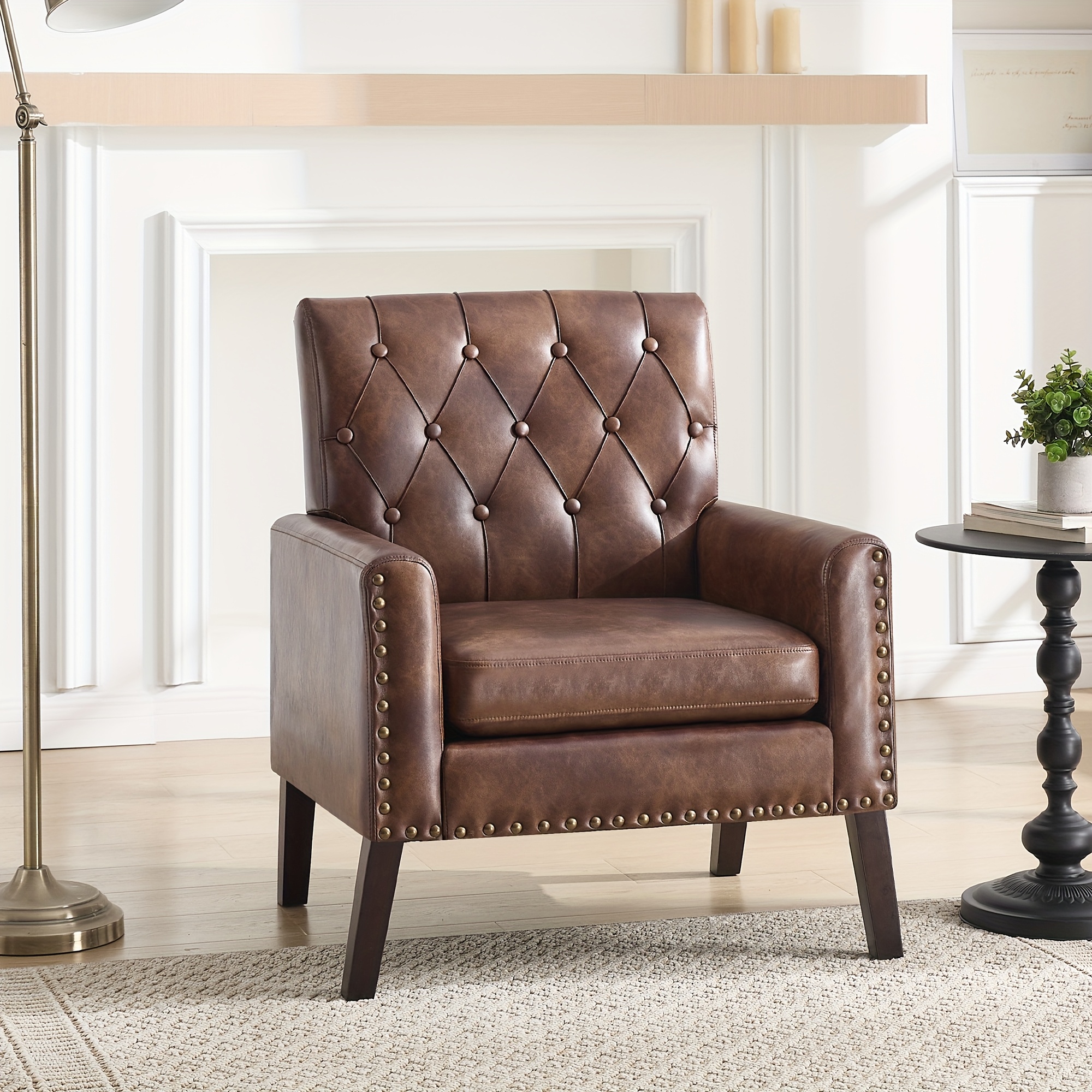Medieval-inspired Modern Decor Chair, Faux Leather Reception Office Chair-leather Club Chair Suitable for Living Rooms, Bedrooms, Or Waiting Areas.