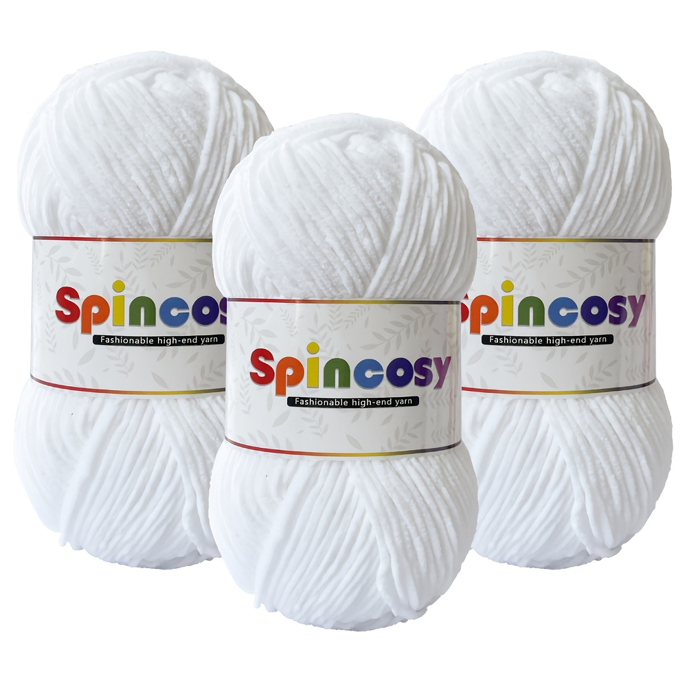 TEMU 3 Paquetes de Hilo Chenille Mate , 50g por , Total 150g, 150 para Crochet en Muñecas Bolsos y Gorros