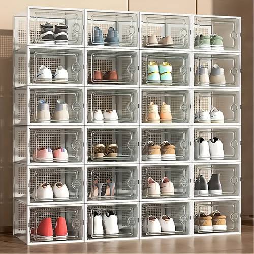 6 10 12 24 pack extra large multi functional shoe storage boxes suitable for wardrobes closets etc transparent stackable to
