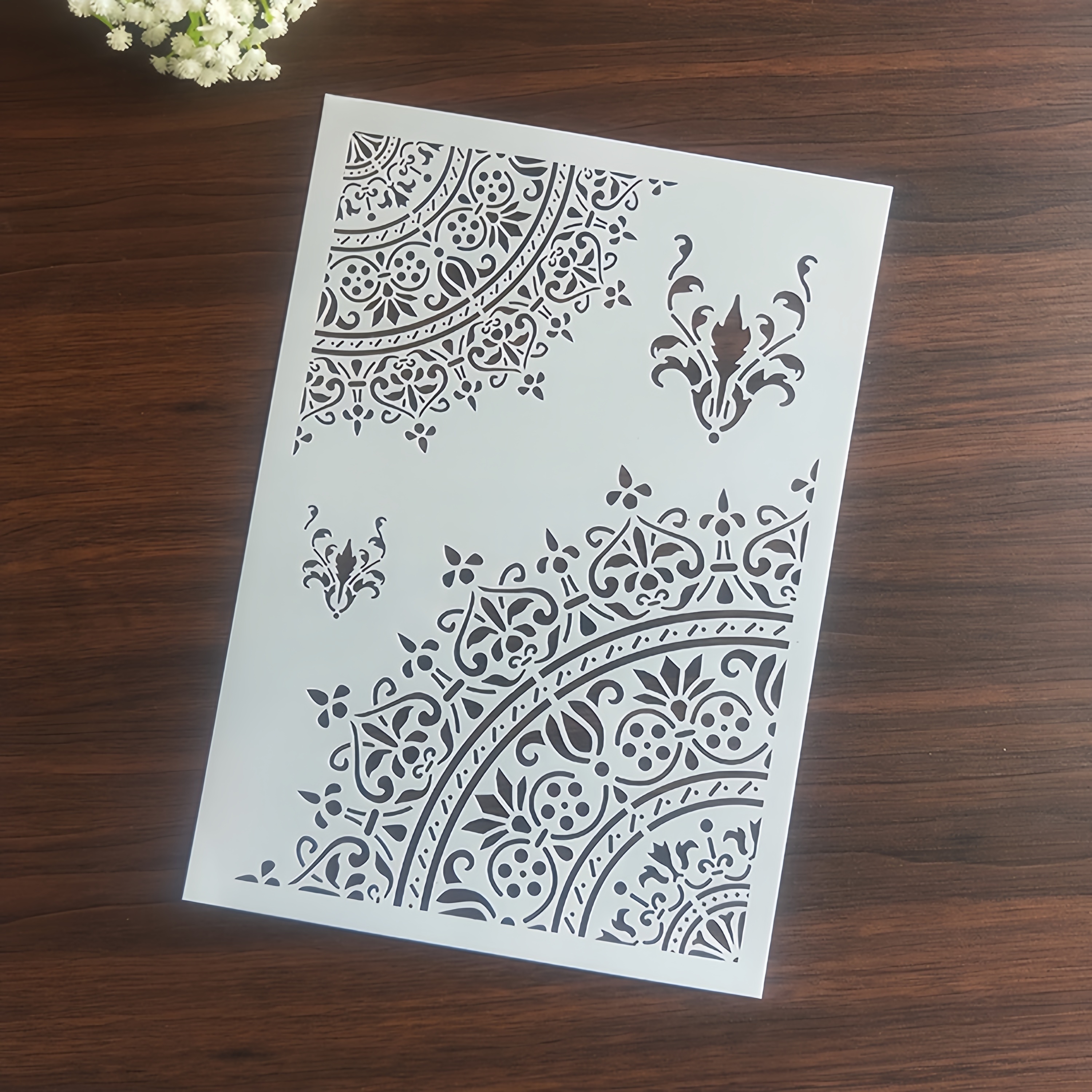 Mandala Art Stencil For Diy Crafts - A4 Size, Reusable Plastic Template For Painting On Walls, Floors, Furniture & Fabric