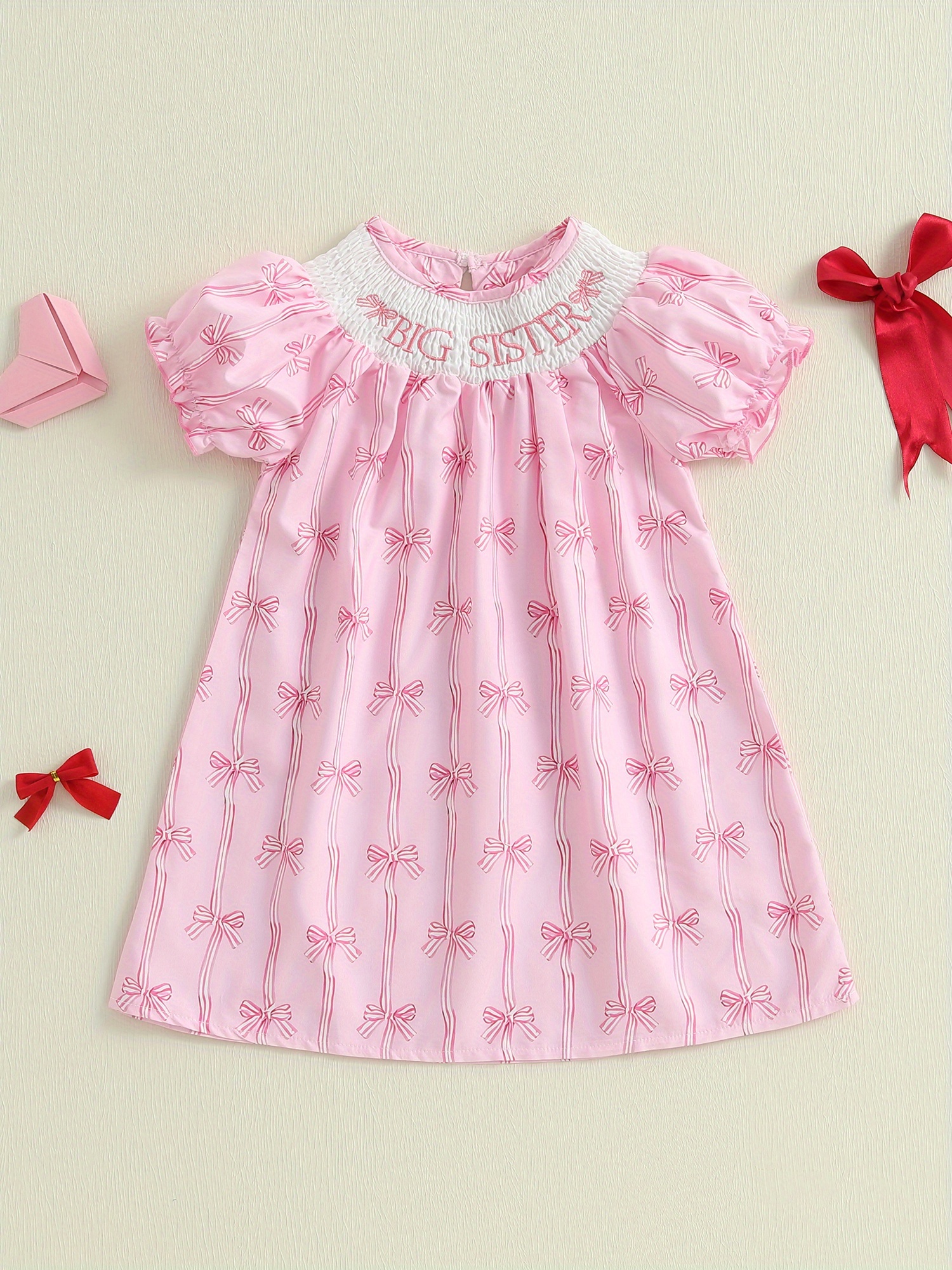 big sister embroidered doll collar dress - sweet & style kids ruffle sleeve  skirt for girls - kids' fashion - Temu