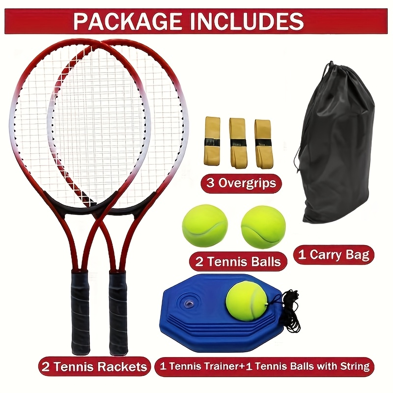 Image of 1 Tennis Racket Single Trainer Adult Beginner With Line Automatic Rebounder College Student Tennis Racket Set