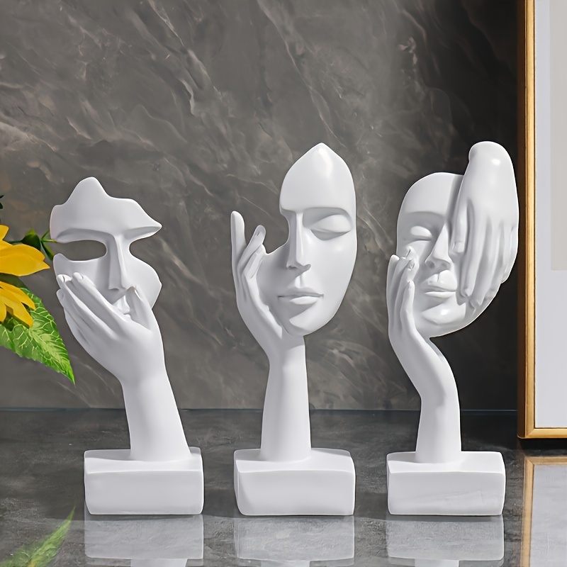 3 Stück Denker Skulptur Aus Harz – Moderne Figuren, Hohles Design, Deko Für Regal, Büro & Wohnzimmer