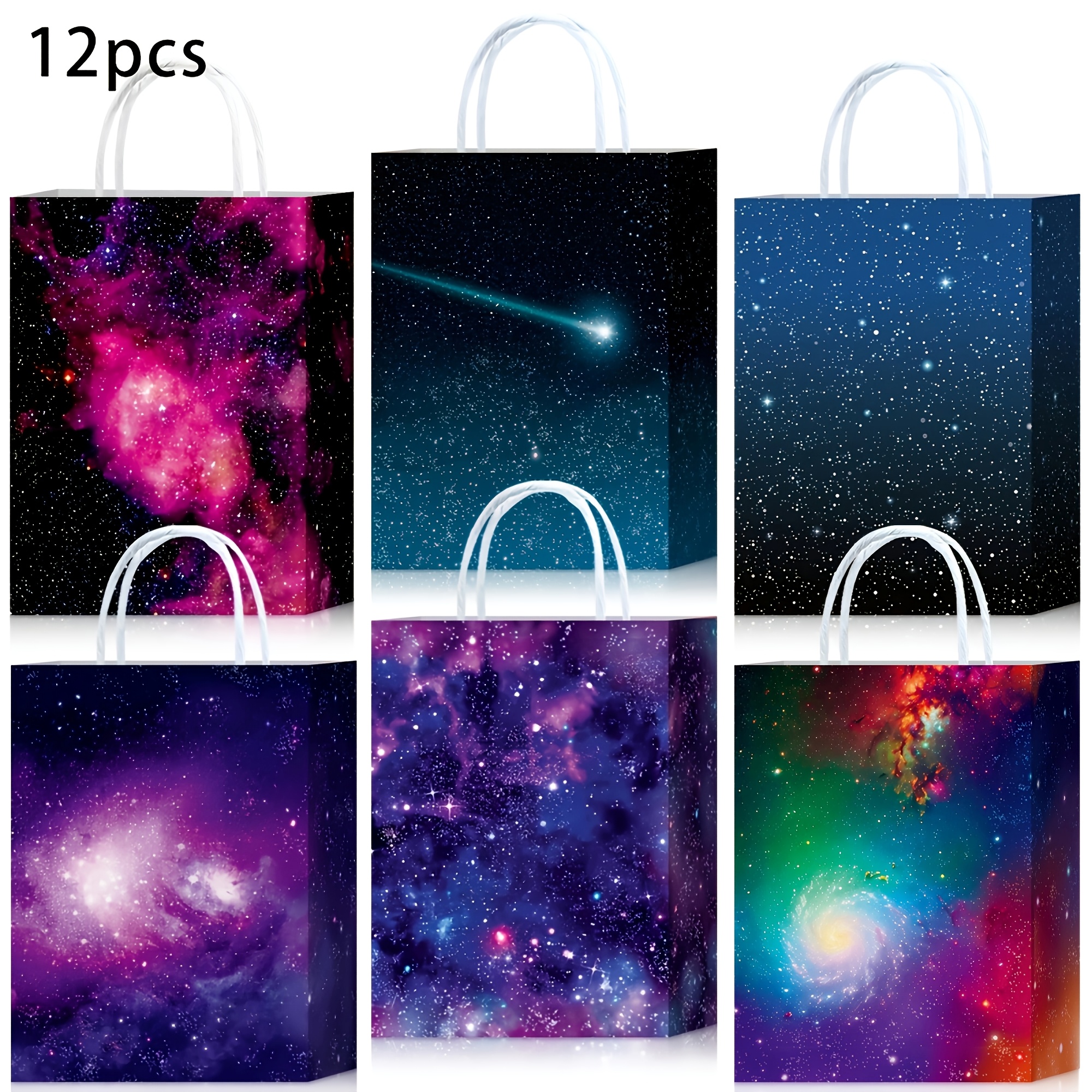 Image of 6/12/18/24-pcs Party Bags, Starry Night Party Gift Bags, Relax Gift Bags, Space Stars Theme Party Supplies, Used For Theme Birthday Decoration Party Gifts, 6.3×8.26×3.15 Inches, Christmas, Halloween