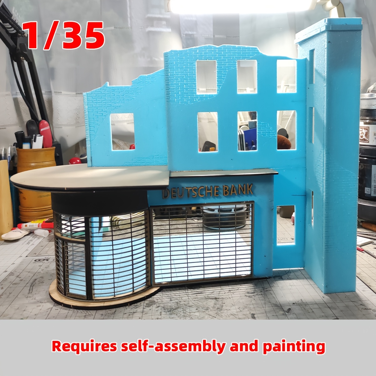 Architectural Miniature Building Kit, German Bank Diorama