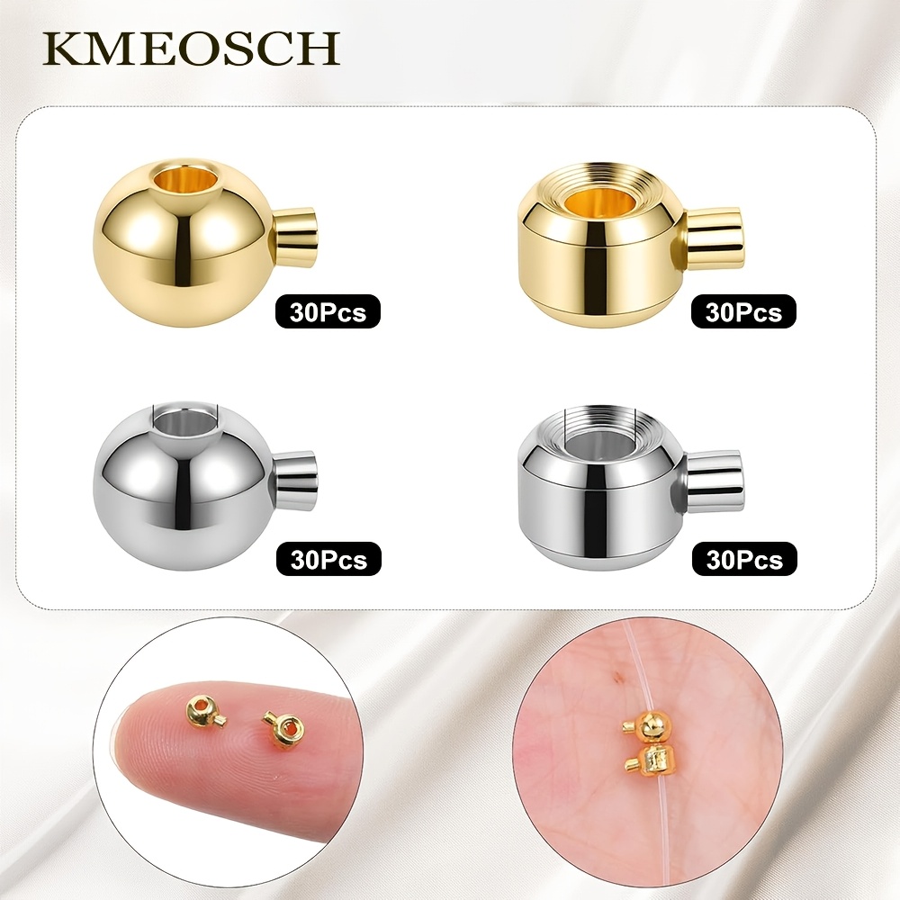 E-shop 40/80/120 Stück Premium Messing Crimp Perlen und Stopper Perlen - Langlebig, Farbecht | Spacer Perlen, Perlenkappen und Crimp Charms zum