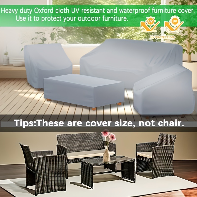 

4pcs Waterproof Patio Furniture Cover Set - Includes Sofa, Chair & Coffee Table Covers With Straps And Adjustable Drawstring -