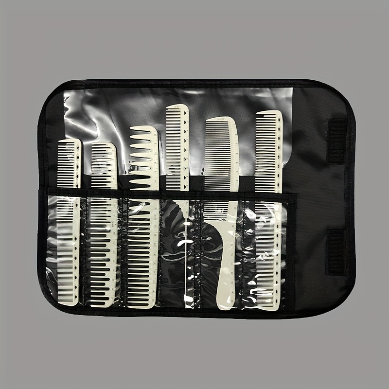 TEMU 6pcs Set With Storage Bag, Professional Barber Set, Men's Hairdressing Comb, Women's Hairdressing Comb, Rat Tail Comb Set, Essential For Salons,