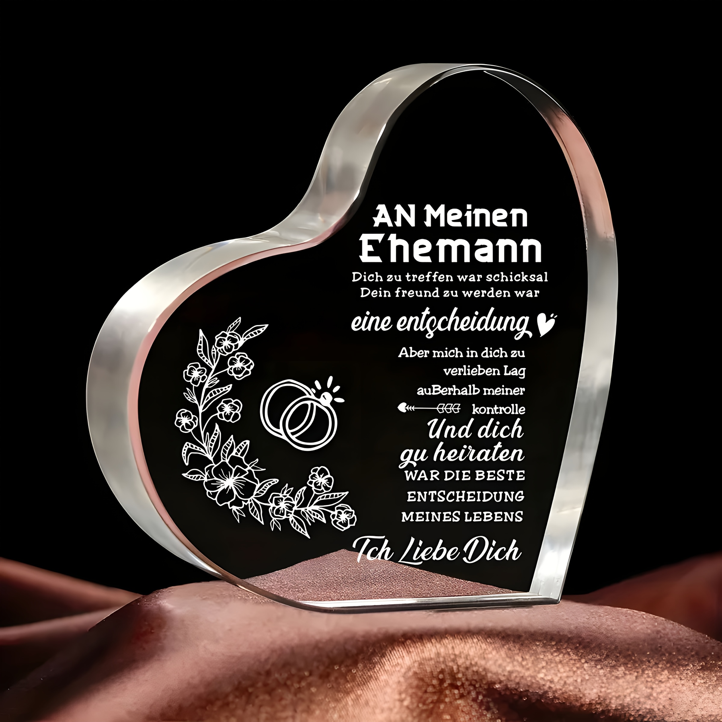 E-shop 2D Flache Acryl-Dekoration, 1 Stück Geschenk für Freund, Valentinstagsgeschenk für Ihn - Ehemann oder Freund, Romantisches "Ich Liebe Dich"
