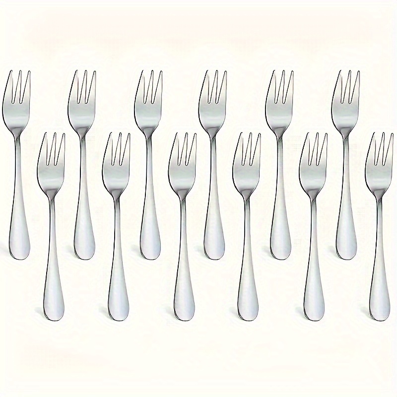 

12pcs Stainless Steel Fork Set - , Dishwasher Safe, Food Grade For Desserts & Fruits - Restaurants & Food Trucks