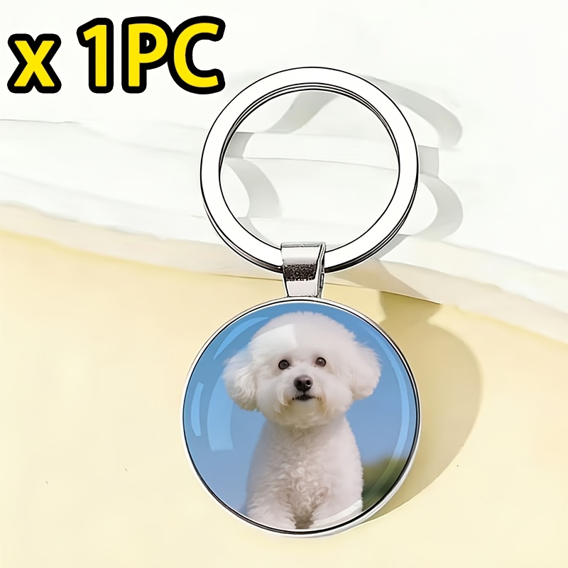 TEMU [Personalizzato] 1pc Personalizzazione Personalizzata: Portachiavi Personalizzato con Foto di Animale Gatto Cane Memoriale di Ciondolo in Vetro