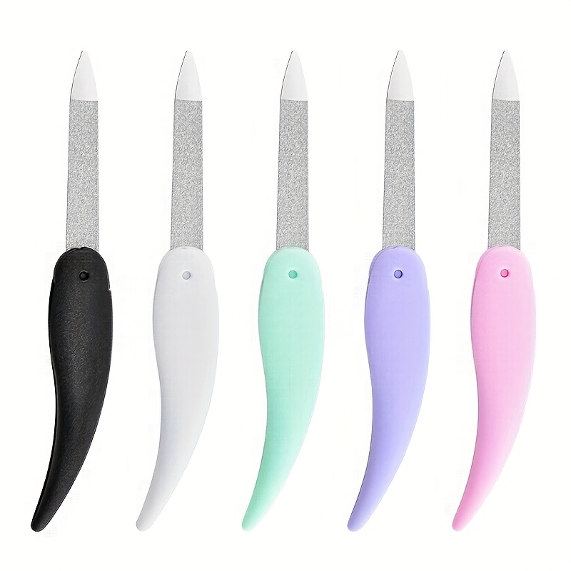 E-shop 5-teiliges Set Kleine Fisch Faltnagelfeile, gewaschen poliert, Maniküre-Feile, doppelseitig, mattiertes ABS-Kunststoffmaterial,