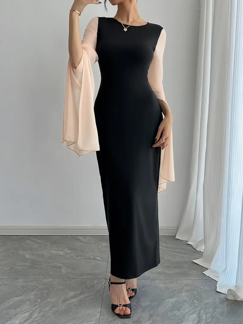 Women'S Elegant French Vintage * Fit Long Sleeve Dress with Color * Round Neck & Side Slit - Stretchy Polyester-Spandex Blend for Casual, Vacation, and Everyday Wear * Outfit, Sophisticated Fashion, ... Women'S Elegant French Vintage * Fit Long Sleeve Dress with Color * Round Neck & Side Slit - Stretchy Polyester-Spandex Blend for Casual, Vacation, and Everyday Wear * Outfit, Sophisticated Fashion, ...