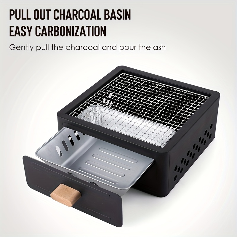 1pc Lacquered Iron Portable Square Charcoal Grill, Smokeless Outdoor Camping BBQ Oven, Suitable for Valentine'S Day, Easter, Women'S Day, Mother'S Day, Independence Day Festivities