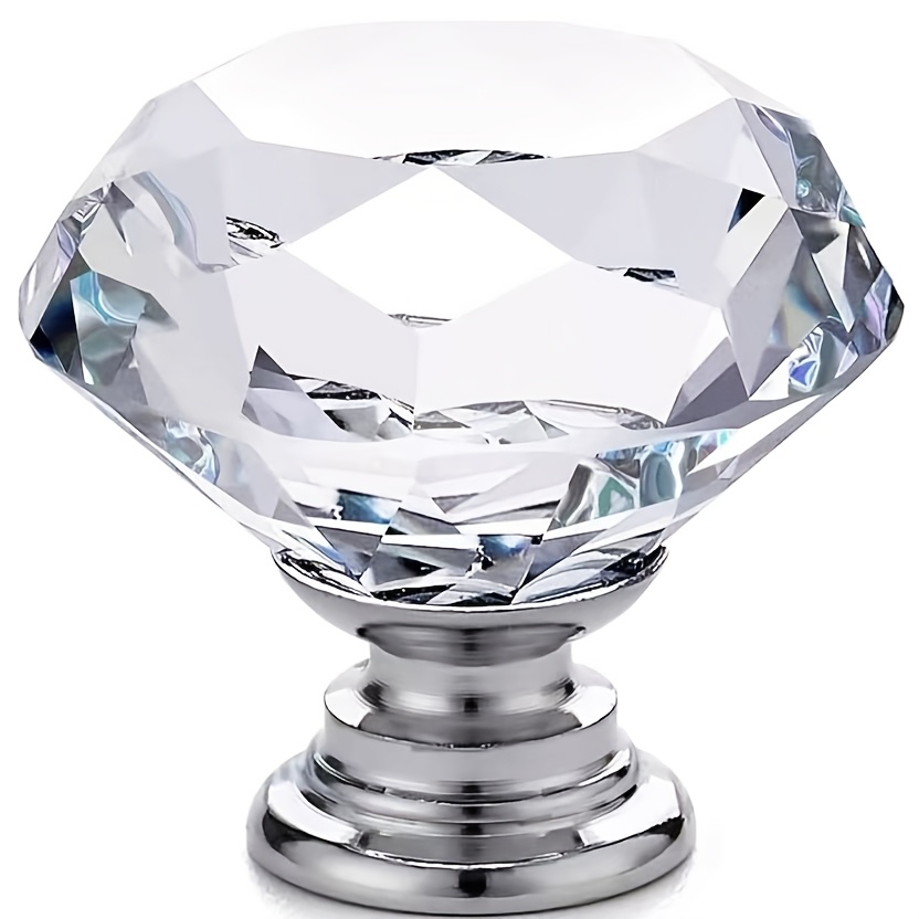 TEMU 6pcs Poignée de tiroir en verre cristal de diamant de 30 mm pour armoires, tiroirs