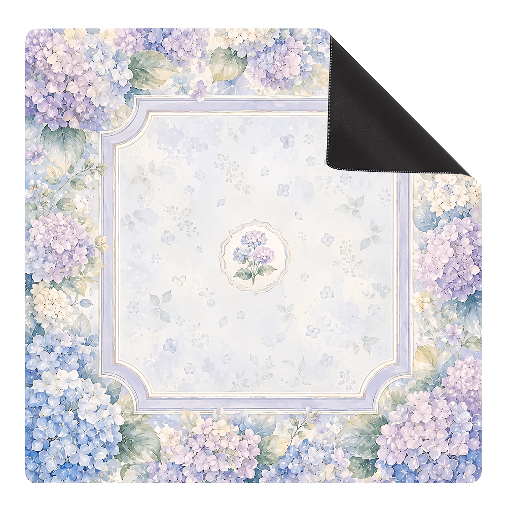 item picture purple blue hydrangea   31 5 x 31 5 inch 23 6   6 inch size 2mm thick rubber anti slip and noise reduction multi purpose mahjong additions game mat foldable table mat with stitched edges for mahjong   board games