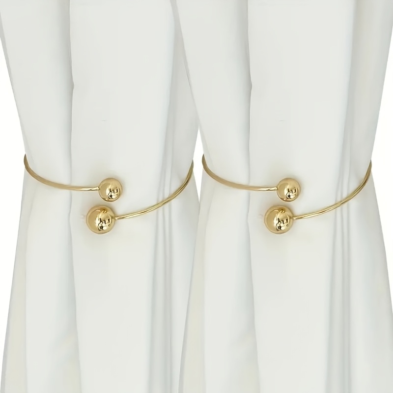 Image of 1/2pcs Elegant Minimalist Curtain Tiebacks - Ball Design, Textured Finish, Ideal For Stylish Bedroom And Living Room Decor, Living Room Curtains