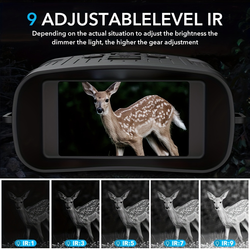 36MP 4K Night Vision Goggles Binoculars, with Infrared, 7.62 cm HD Large Screen, 10X Magnification, Infrared Digital Night Vision Camera for 100% Darkness Viewing, Hunting Surveillance Scope, Tactical Binoculars for Adults