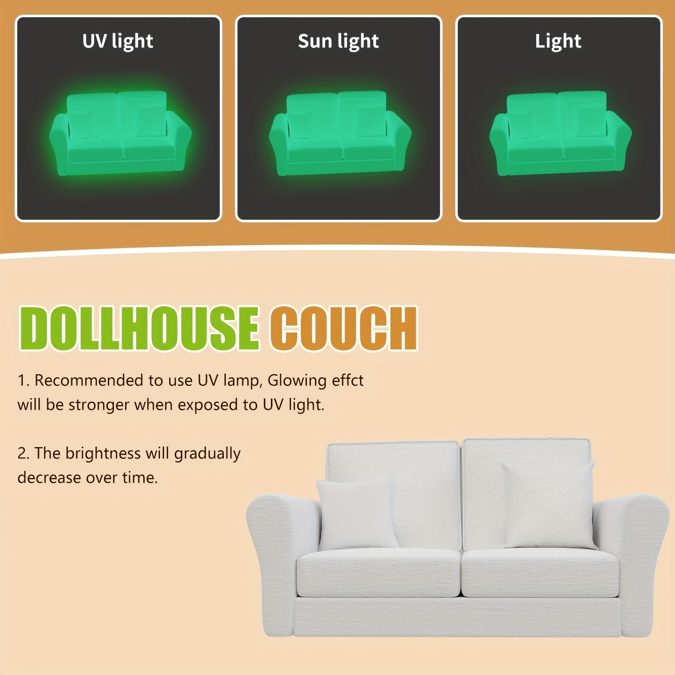 dollhouse couch 1 18 scale miniature sofa white 2 seater doll couch chair with soft cushion realistic textured fabric compact space saving design for dollhouses collectors kids miniature dollhouse furniture collectible item detailed  