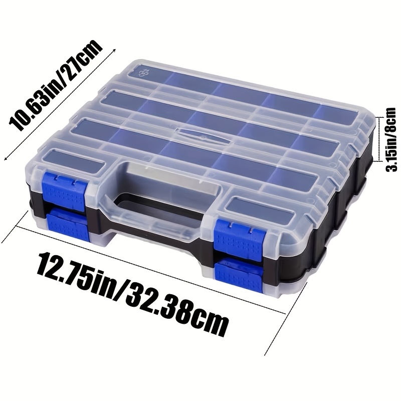 TEMU Heavy-duty Lockable Small Parts Organizer Box With 34 Compartments, Double-sided Trays, Removable Dividers & Plastic Backplate, Plastic Storage Case For Screws, Bolts & Nails, Workshop & Home Use