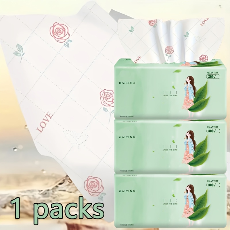 E-shop 1 Packung, 300 Blatt, Niedliche Cartoon-Druck 4-lagige Weichhaltige Taschentücher, für Zuhause & Party, – Ideal für Geburtstage & Alltägliche