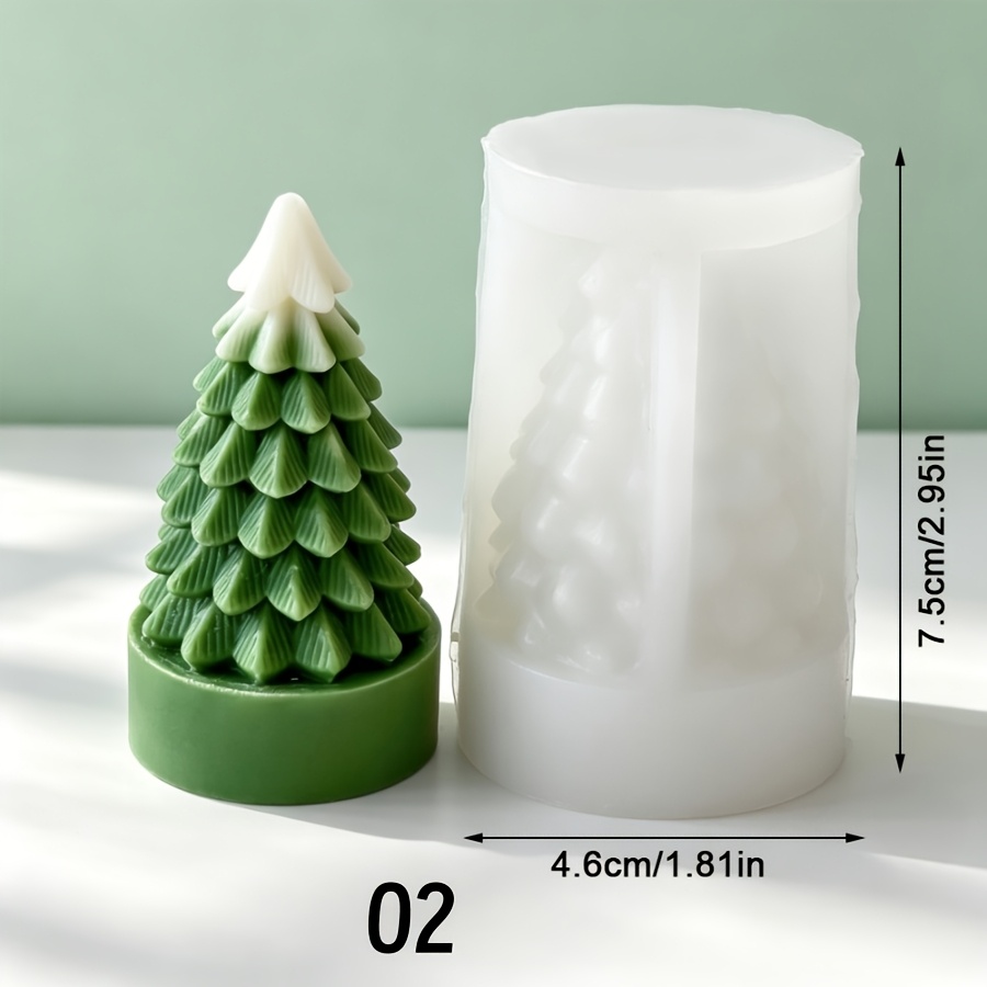 TEMU Stampi per candele: Stampi in silicone disponibili in 4 design a forma di albero di Natale