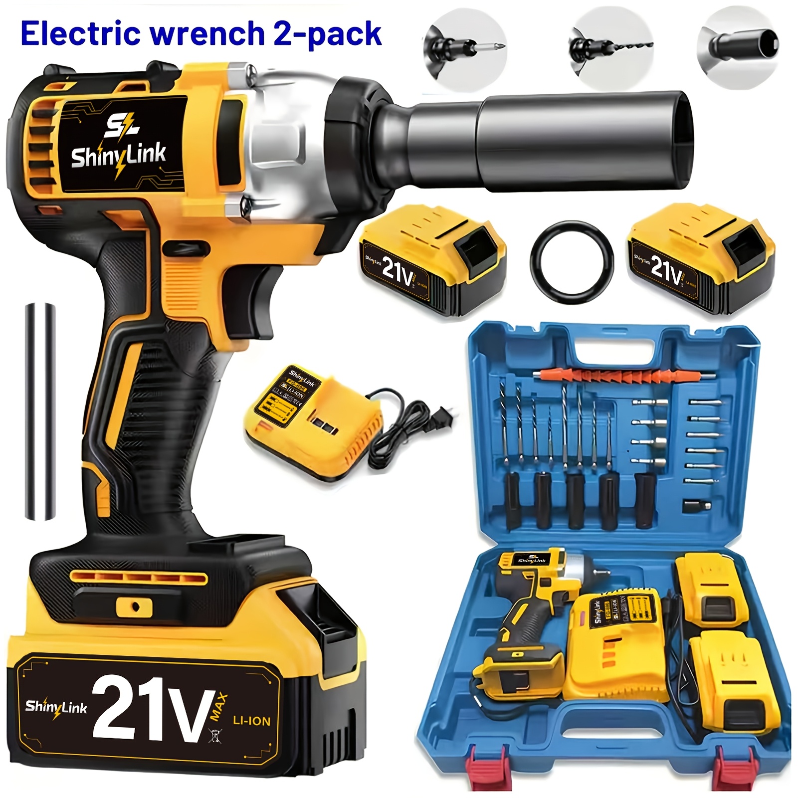 21v impact wrench kit with 4000mah lithium   and heavy duty motor wireless drill driver compatible for car truck motorcycle repair ideal gift for mechanics diyers men rechargeable impact gun