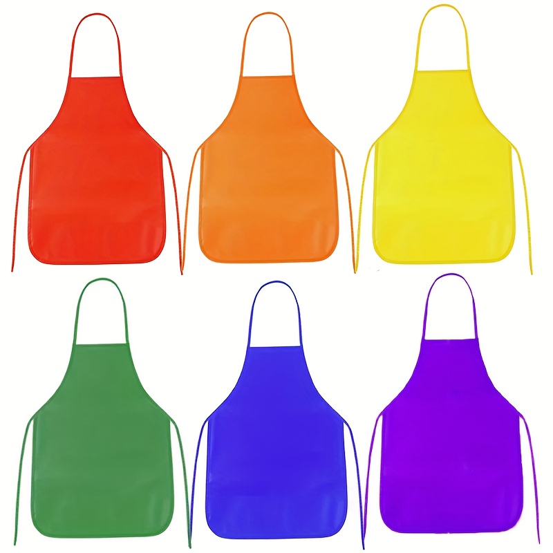 Image of 6/12pcs Disposable Aprons Fabric Aprons Non Woven Kids Artist Apron In Kitchen, Classroom, Event, Party, Crafts And Art Painting Activity, Multiple Colors