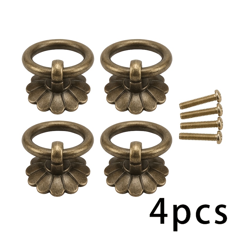 E-shop 4 Stk. Bronzefarbene Zuggriffe mit Blumenfuß, Möbelgriffe, Schubladengriffe, Beschläge, robuste Konstruktion, langlebiges Metall,