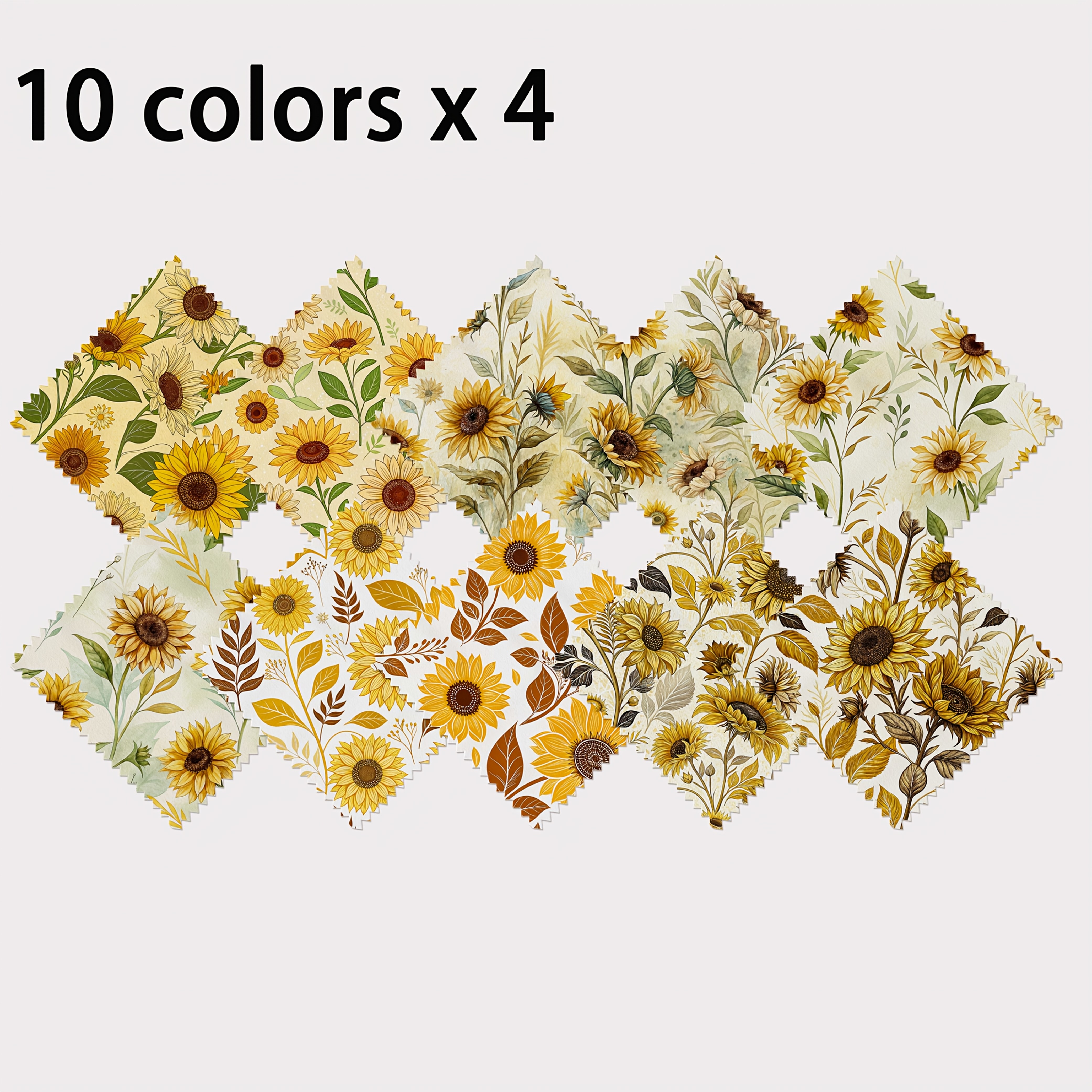 TEMU Lot d'assortiment de 40 feuilles de , tournesols , fait à , couleurs et textures riches, 10 modèles de quilting en polyester 120G, idéal pour le