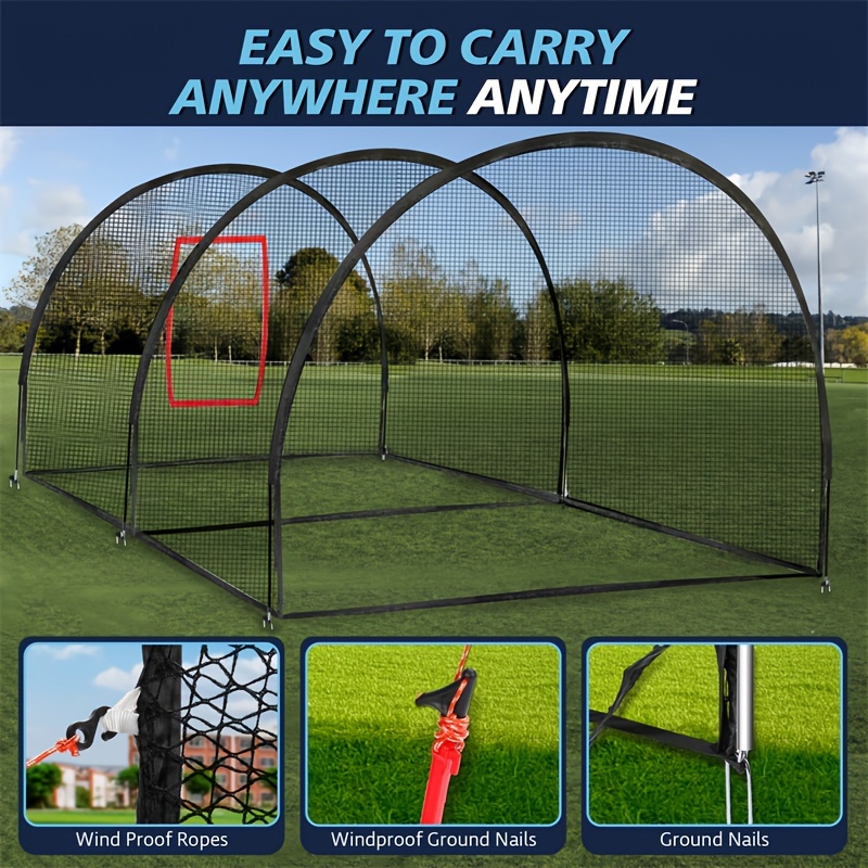 

Batting Cage, 22x12x8ft Baseball Batting Cage Net, Portable Batting Cage, Softball Practice Net With Sturdy Frame For Outdoor Backyard Home Use