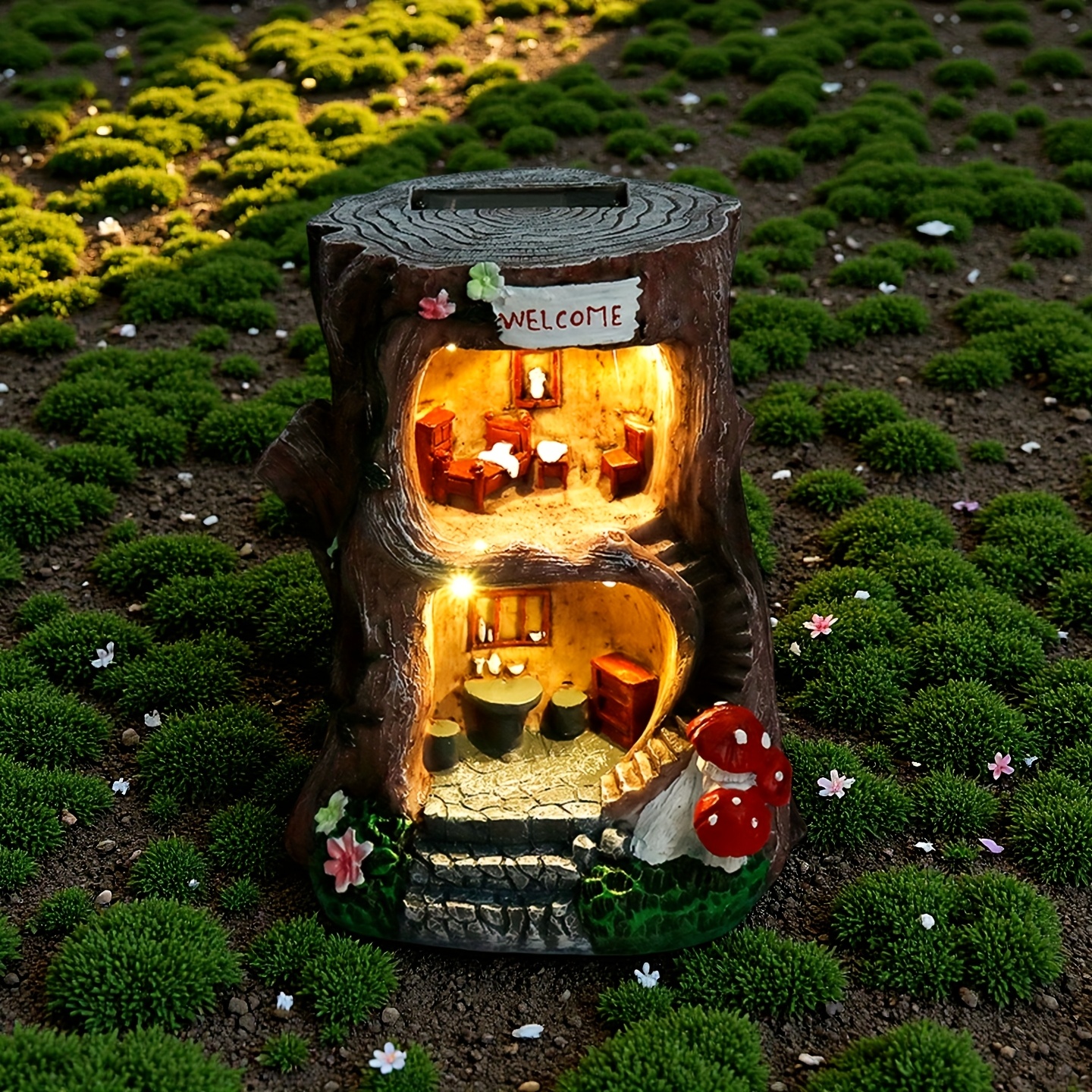 Fairy Tale Treehouse Resin Sculpture Whimsical Elf Stump House with  Vibrant Details, Ideal for Garden and Lawn Decoration, Perfect Thanksg
