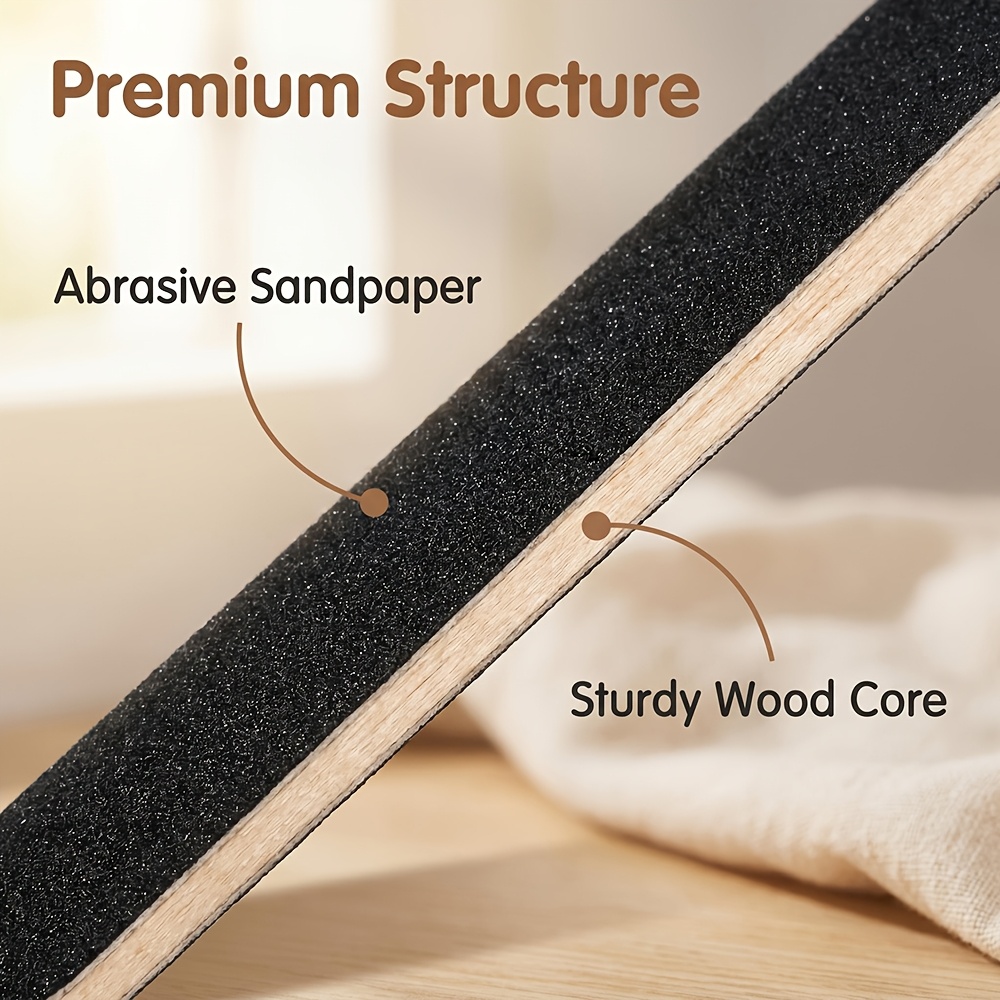30pcs Double-Sided Wood Nail Files, 180/240 Grit