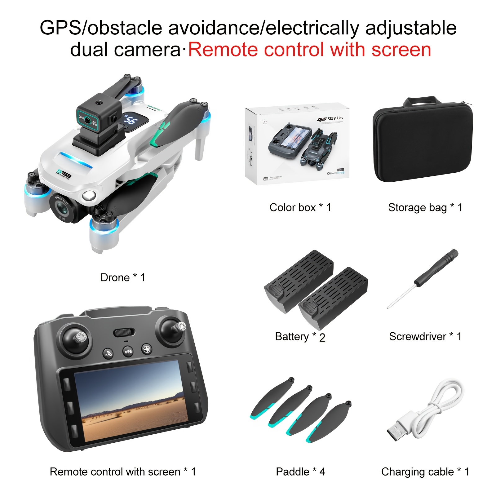 TEMU Gps Drone With Long Flight Time (30+ Min), 4000ft Range, Brushless Motor, Obstacle Avoidance, Foldable Drone With Wi-fi Fpv, Dual Cameras, Gps ,