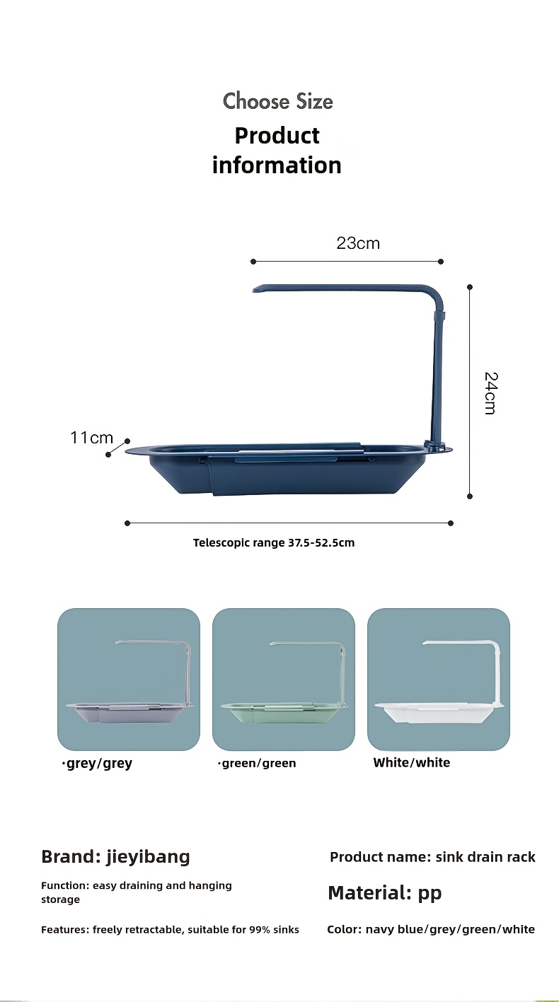 adjustable over sink dish drying rack with drainage basket multi functional kitchen sink organizer   plastic with no   for sponge soap and cloth storage details 0