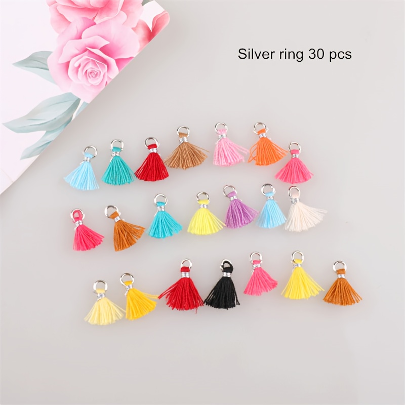 TEMU 30pcs/pack Random Mixed .3cm Mixed Color Handmade Mini Decorative Tassel Pendant Women's Hair Additions Headdress Making Material Tassel Small