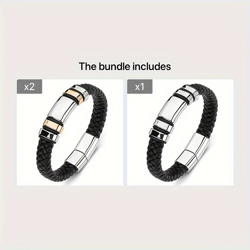 

Funky 2024 Men's Leather Bracelet With Magnetic Closure - Pu Leather, No Plating, No Engravings