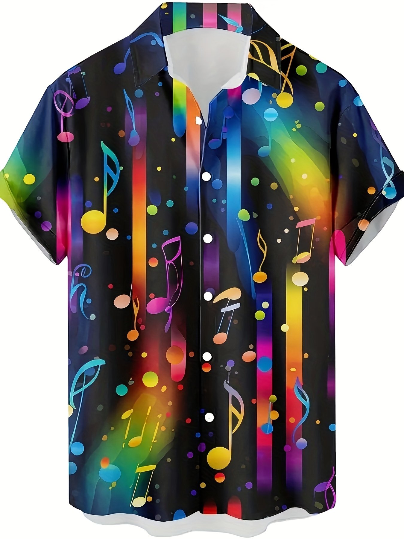 men's vibrant neon music note print short sleeve shirt Temu