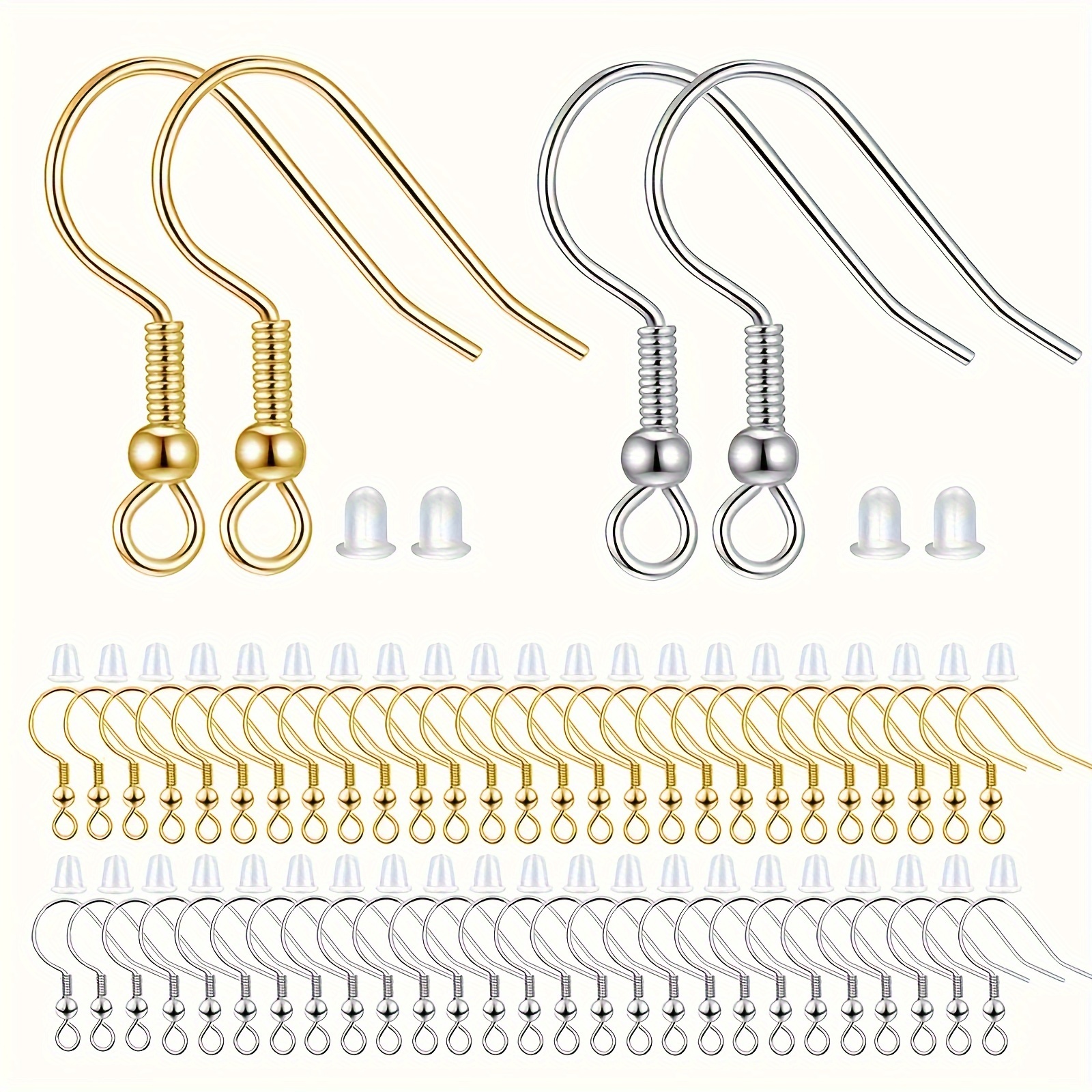 TEMU /300pcs Earring Making Kit Includes Comfortable Ear Hooks And Durable Silicone Backs, Suitable For Diy Fashionable Handmade Jewelry Accessories,
