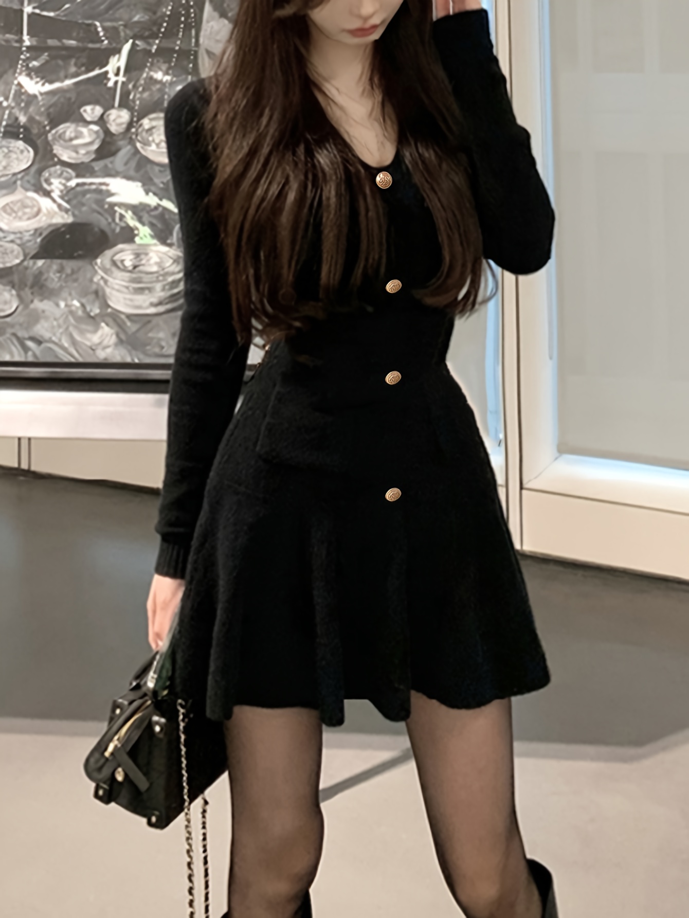 Korean Style Japanese Sweater Dress A Tailored Japanese Korean Style Dress  A Fit Sweater Temu Bahrain