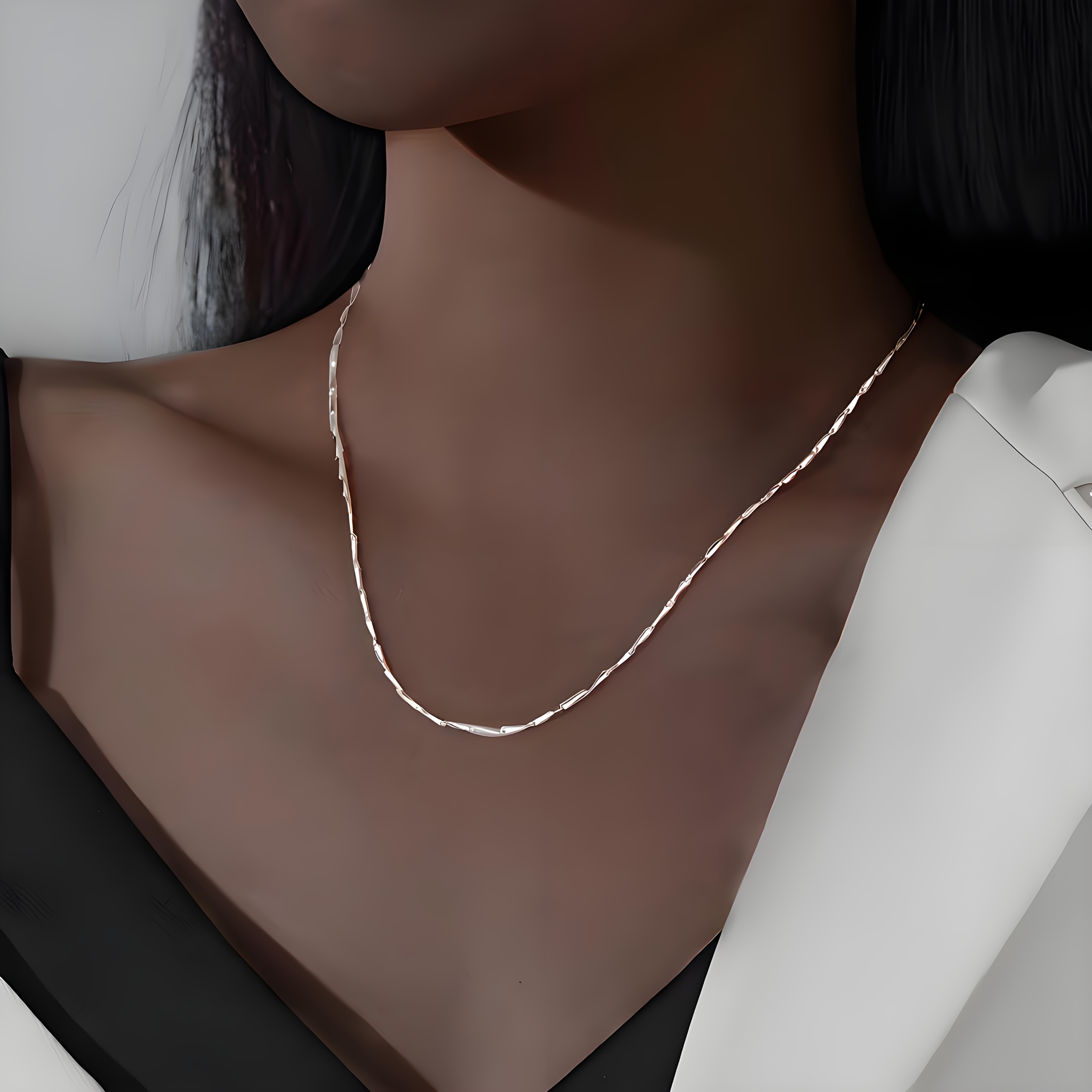 TEMU Elegant Sterling Silver Delicate Chain Necklace - , , Pure 925 Silver Collarbone Chain - Versatile And Elegant, Suitable For , A For Ladies