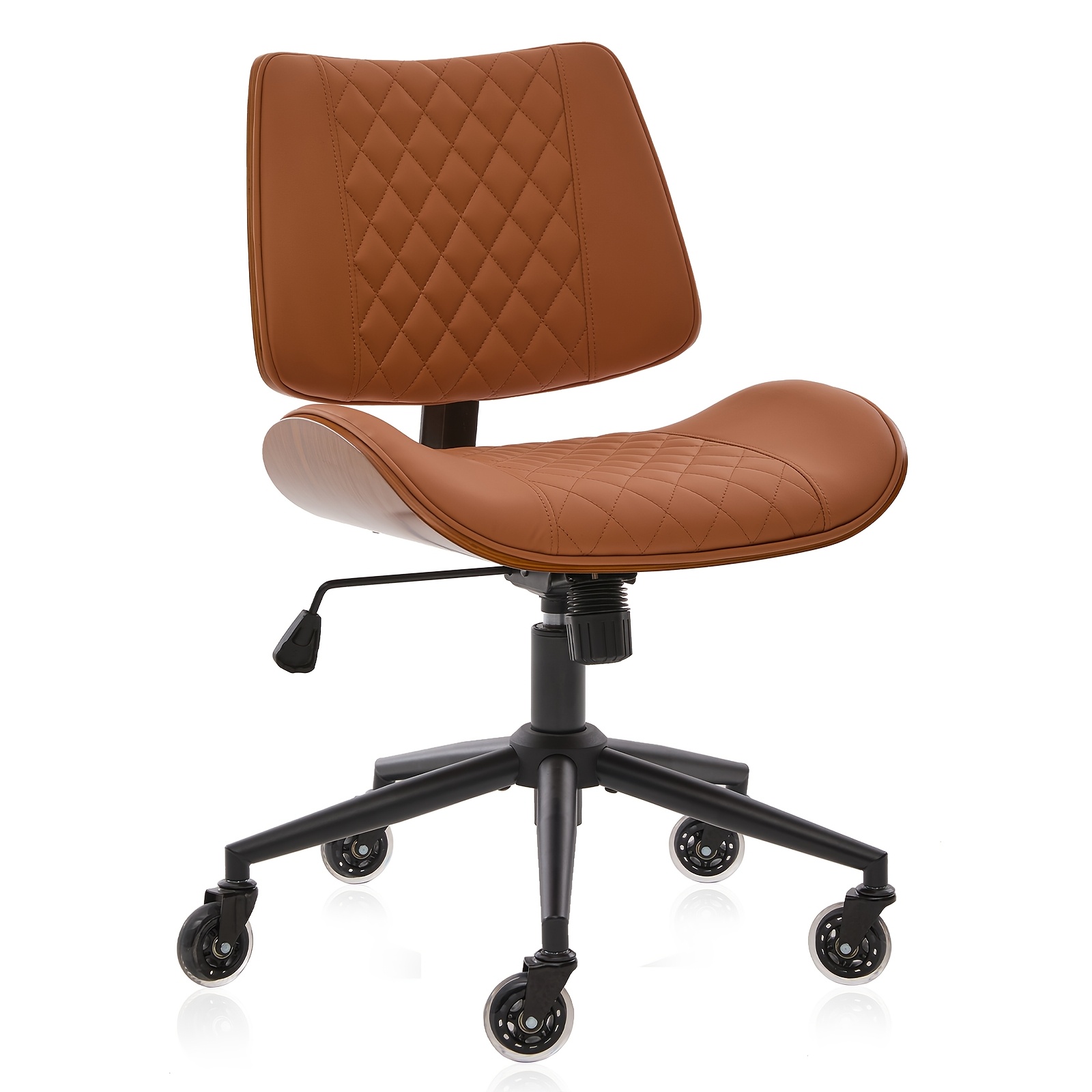 Armless Home Office Executive Chair, Desk Chair with Low Back Lumbar Support, Ergonomic Computer Desk Chair with 360° Swivel Wheels for Adult Work And Study, Black/Beige/Brown
