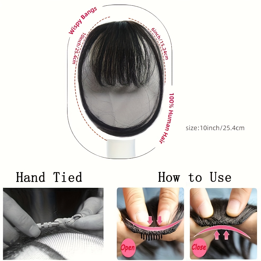 clip in bangs invisible seamless lightweight 100 human hair wispy bangs with sideburns natural curved hair extensions for women daily wear stylish look stylish hair accessory natural   lightweight hairpiece hair extensions details 3