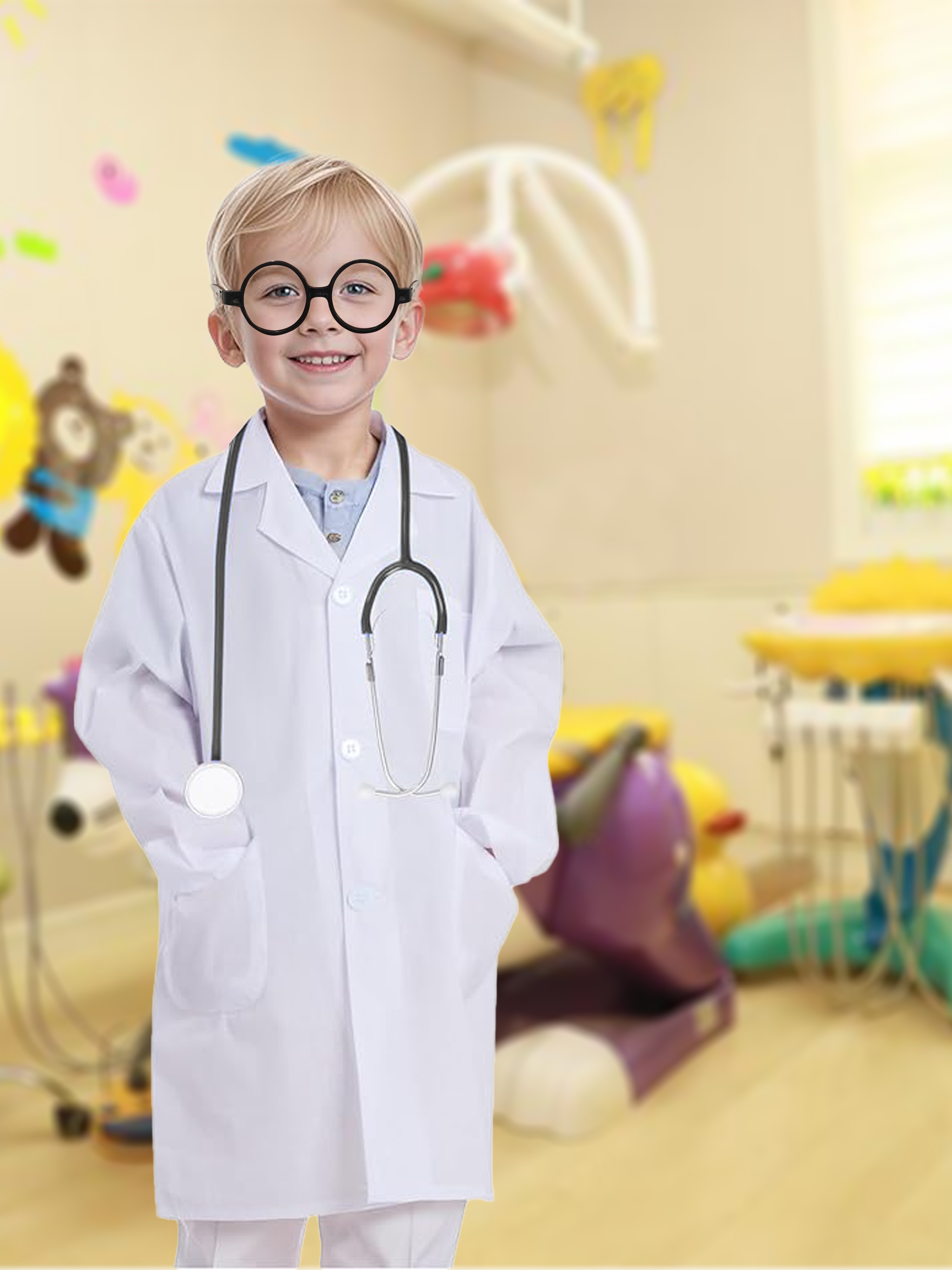 Stethoscope Jacket Doctor Lab Coat For Kids White Doctor Coat With